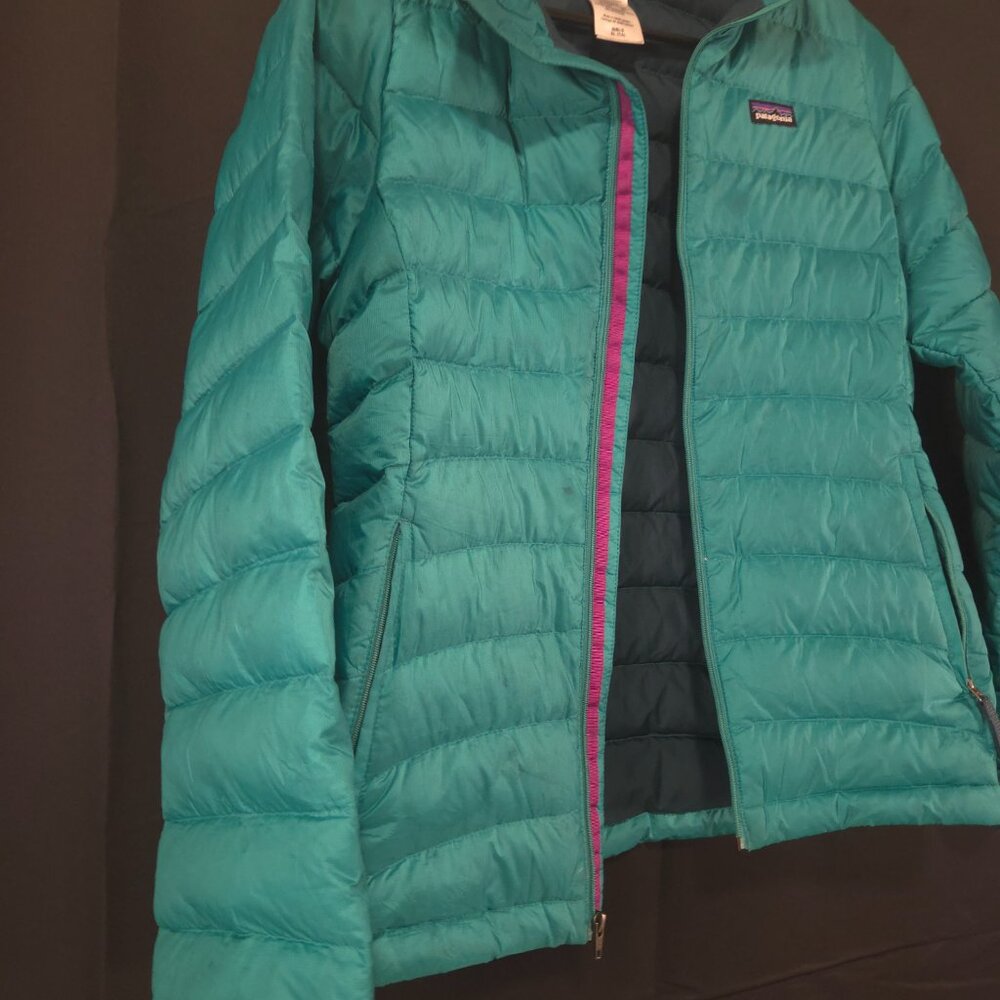 Patagonia  jacket kids Girls size XL 14 Down teal outdoor light - Picture 6 of 6